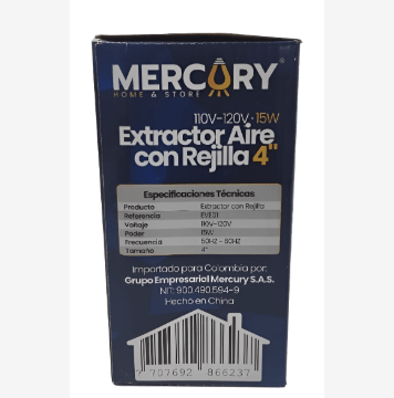 Extractor De Aire Con Rejilla 4 15w, Mercury (cod.2711) - Imagen 3