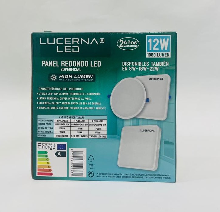 Panel Superficial Redondo 12w 6k 4´´ High Lumen, Lucerna (cod.0699) - Imagen 3