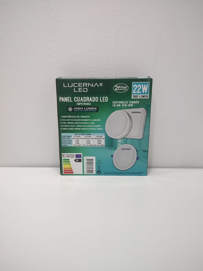 Panel Empotrable Cuadrado 22W 6K 8´´. High Lumen, Lucerna (cod.1706) - Imagen 3